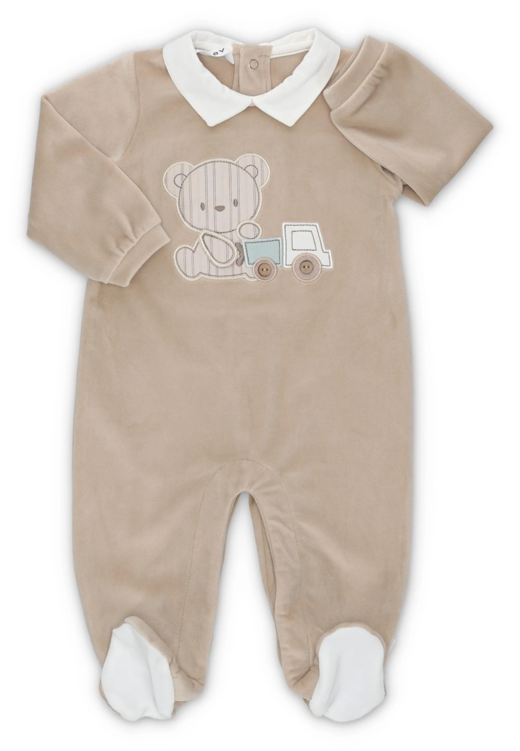 Tutina in ciniglia Melby neonato con ricamo orso art.25N7090