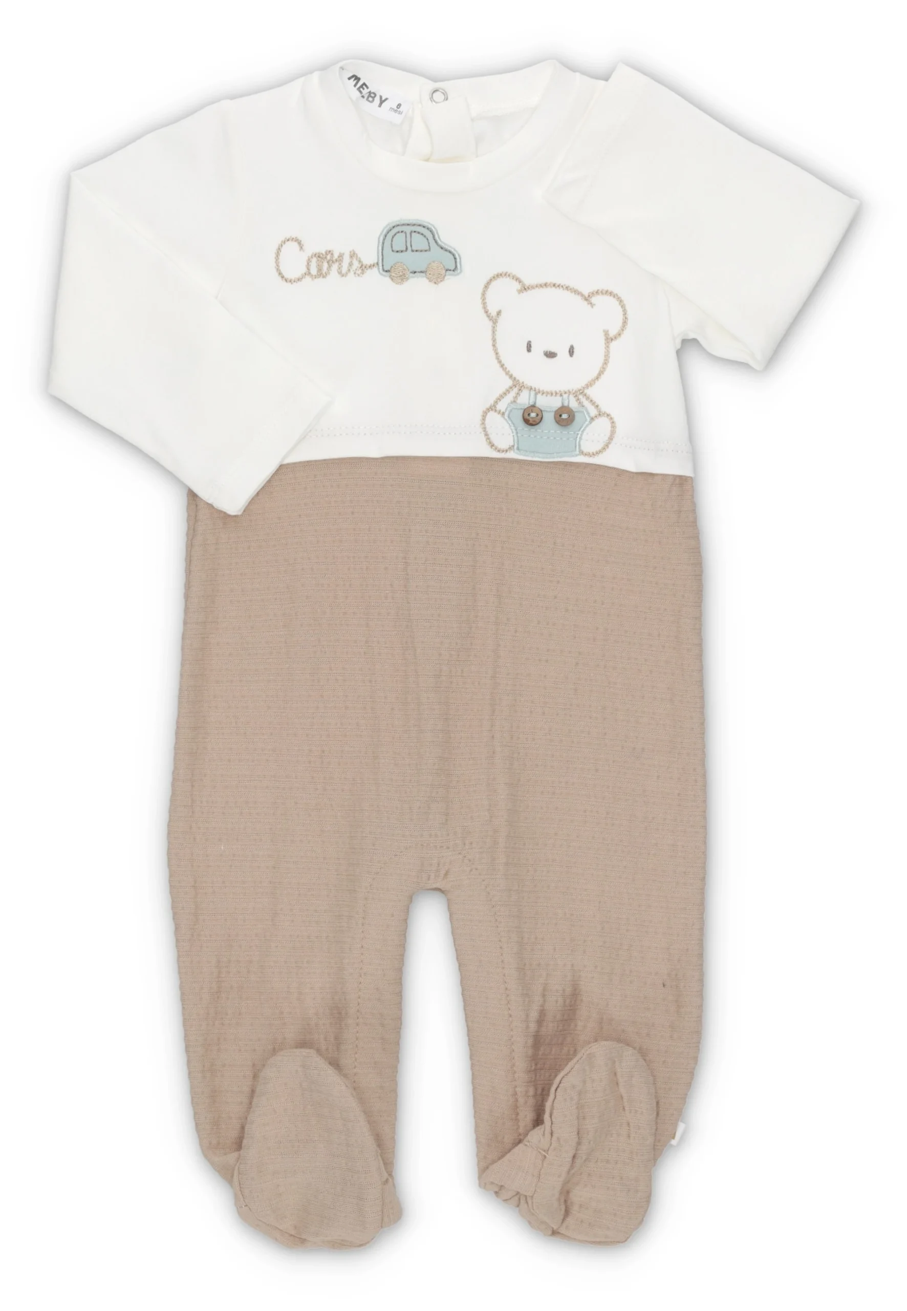 Tutina in jersey Melby art.25N7110 con ricami neonato