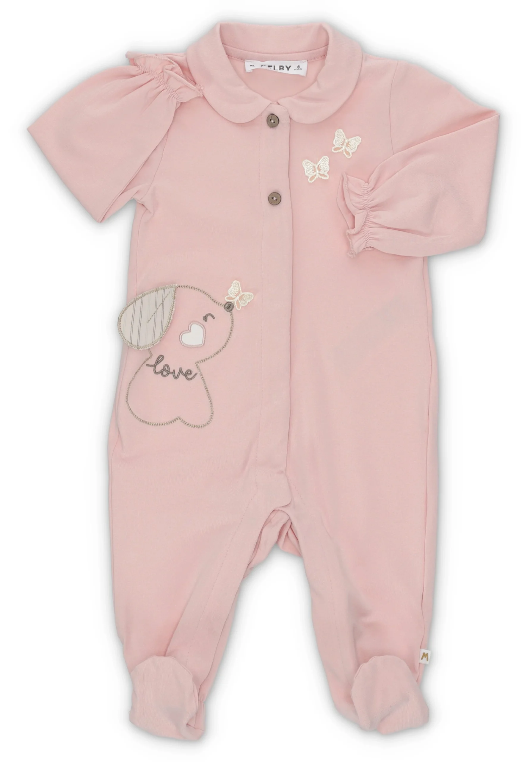 Tutina in jersey neonata Melby con ricamo cagnolino art.25N7231