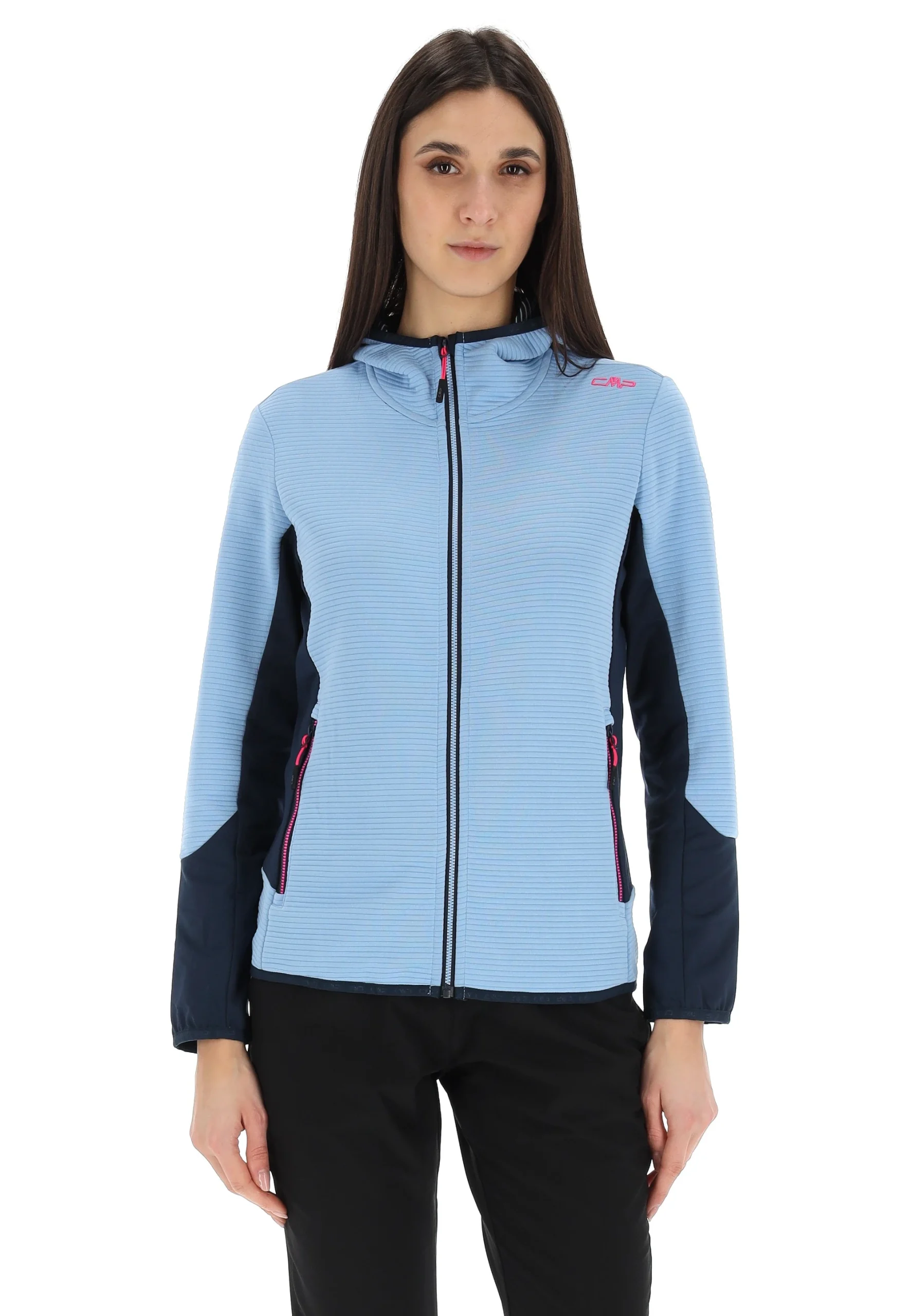 Pile rigato con cappuccio e inserti a contrasto CMP