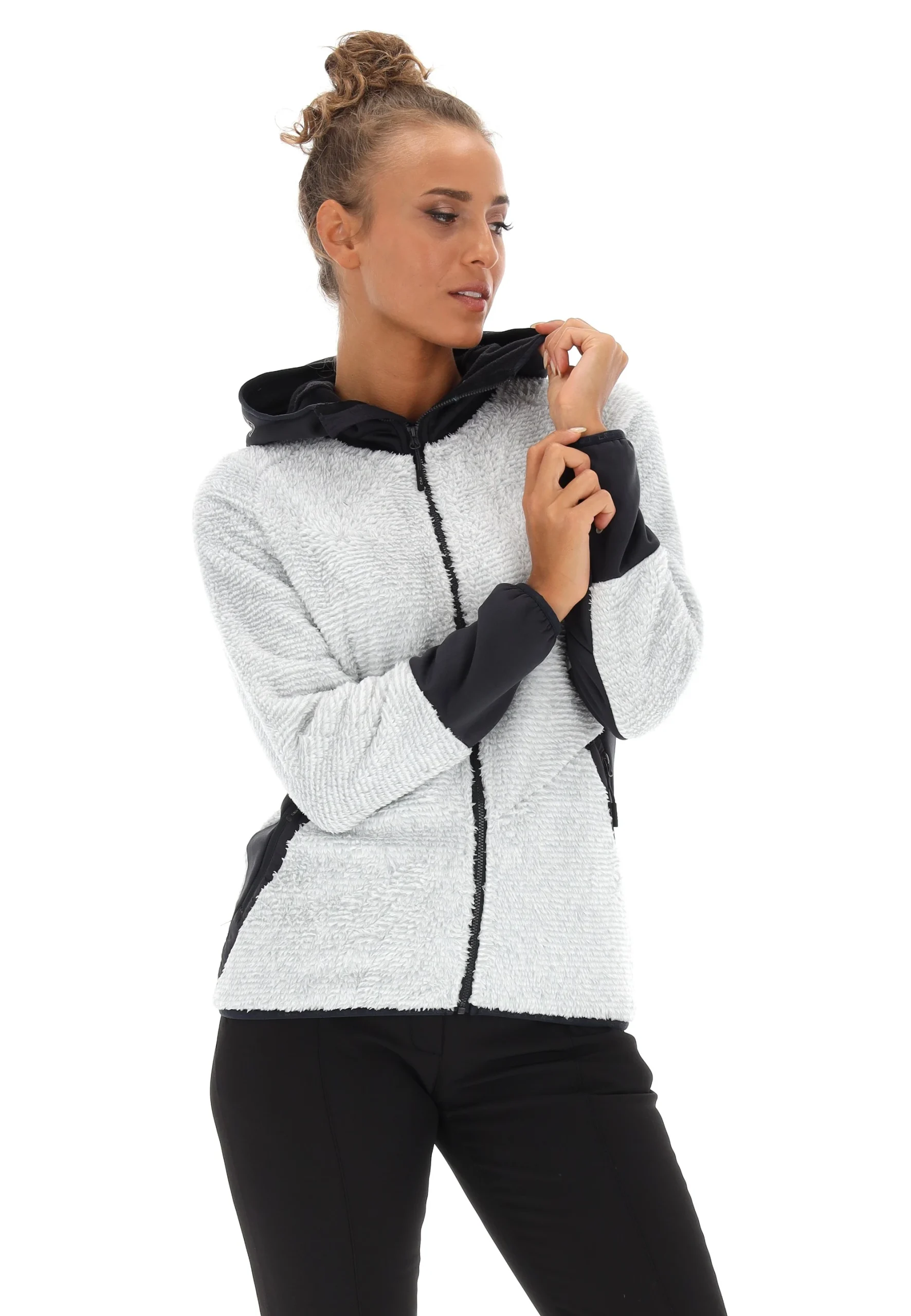 Pile CMP donna effetto peluche con inserti in tessuto tecnico