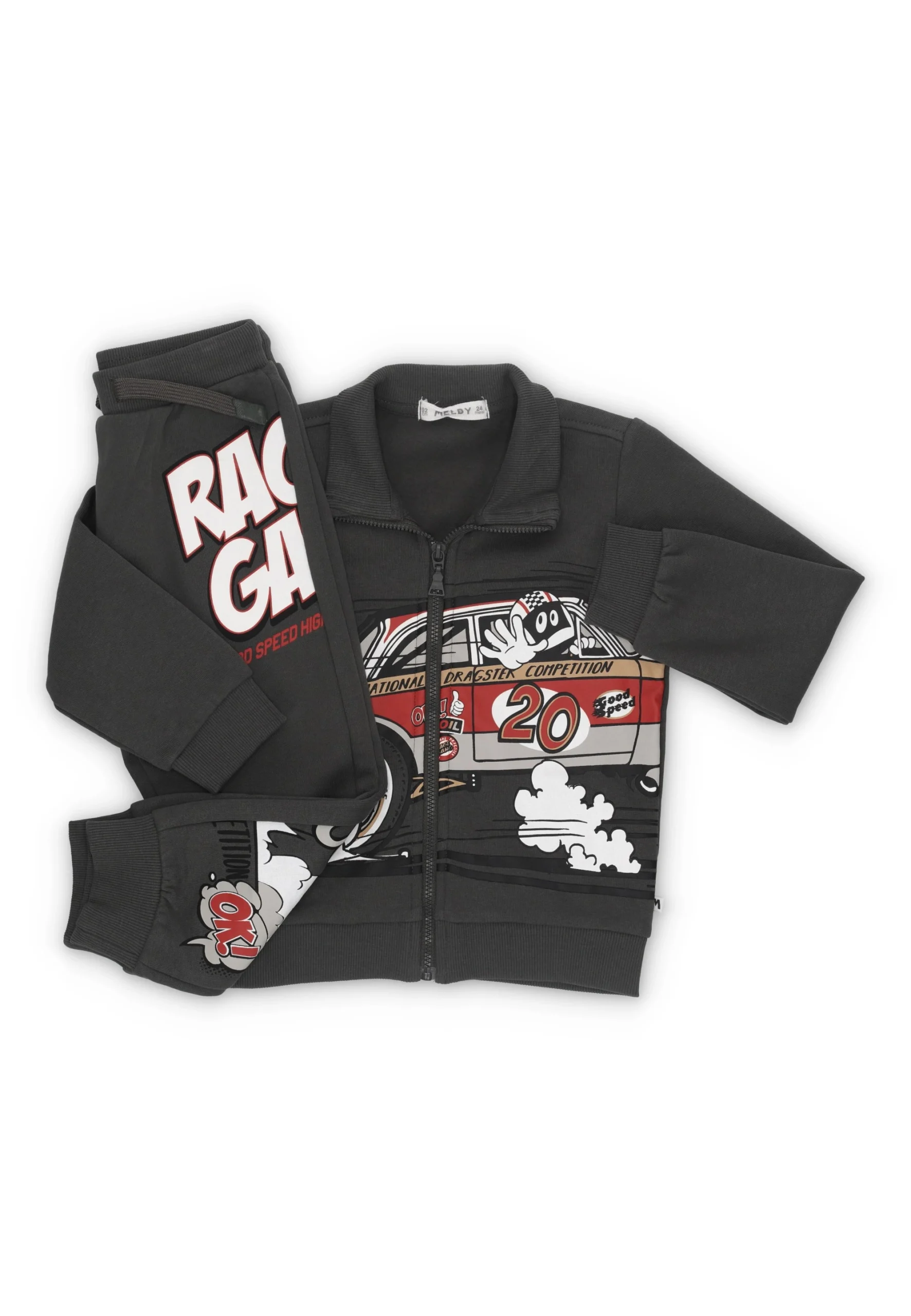 Tuta baby Melby con stampe macchine