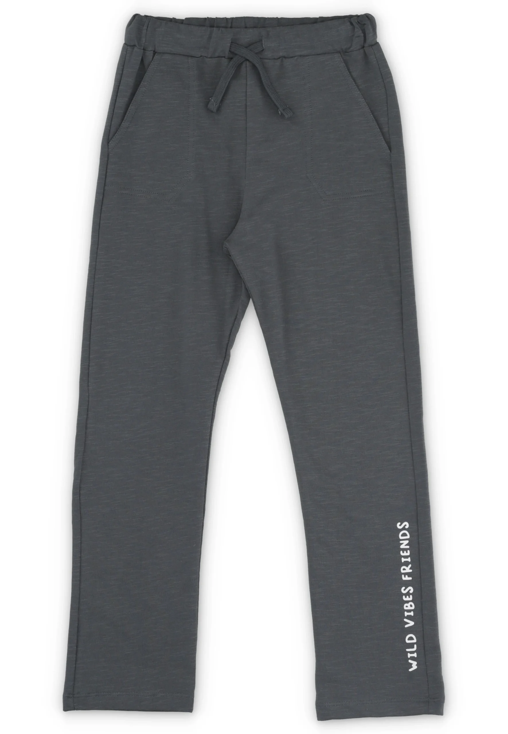 Pantalone fiammato in tessuto garzato con scritta laterale Melby ragazzo