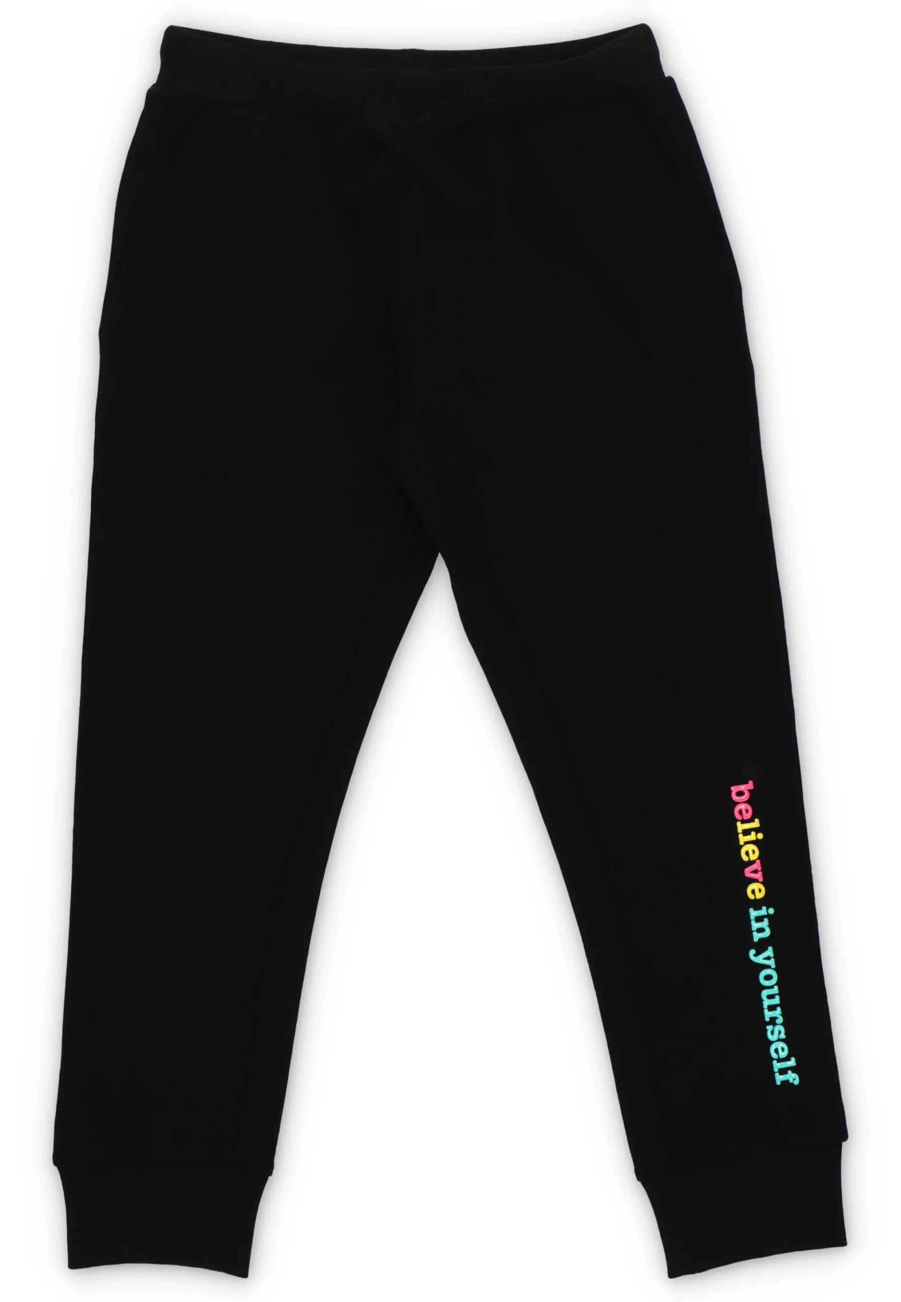 Pantalone in cotone ragazza Melby con scritta multicolor