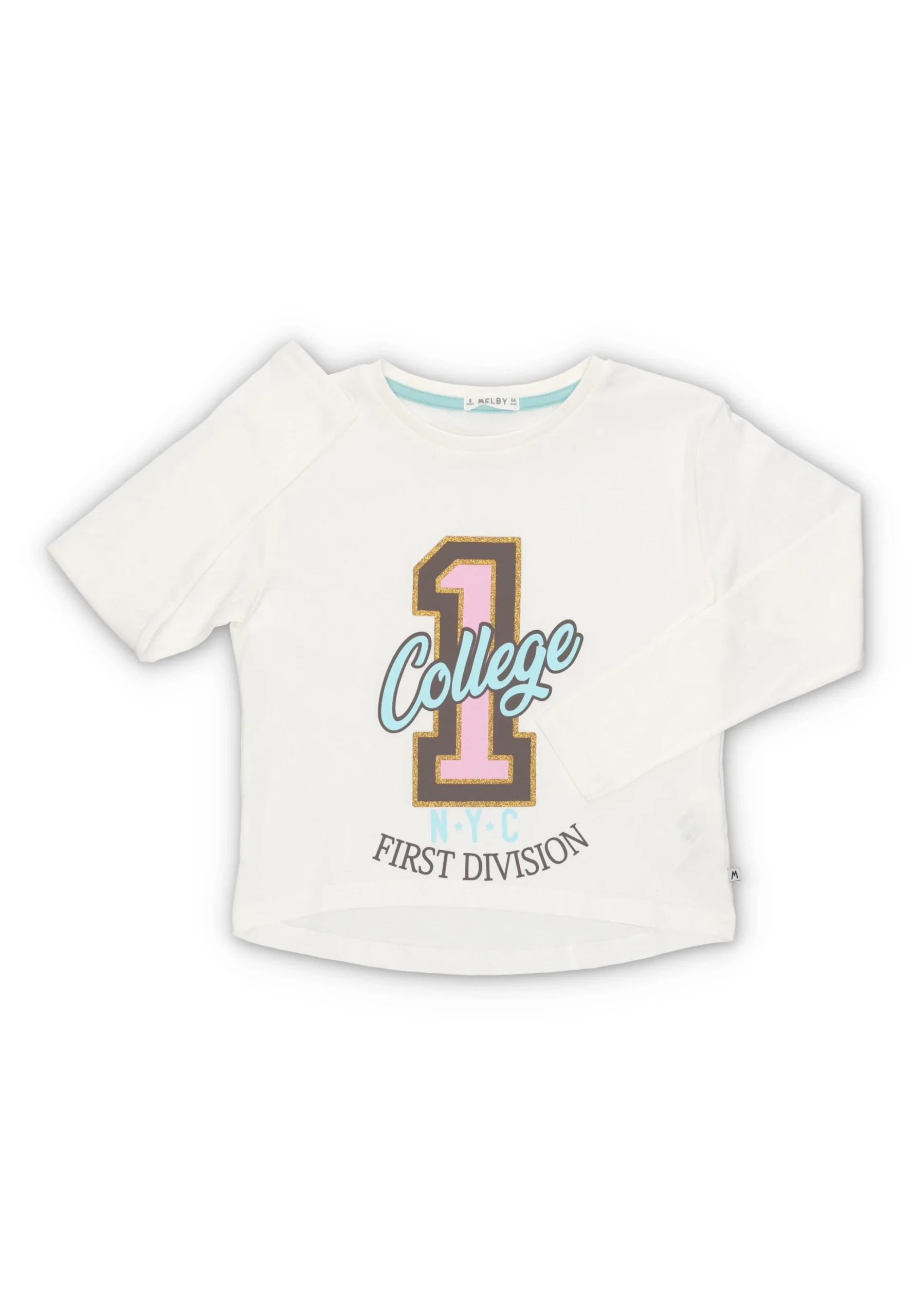 Maglietta Melby ragazza manica lunga con stampa brillantinata art. 75C0425