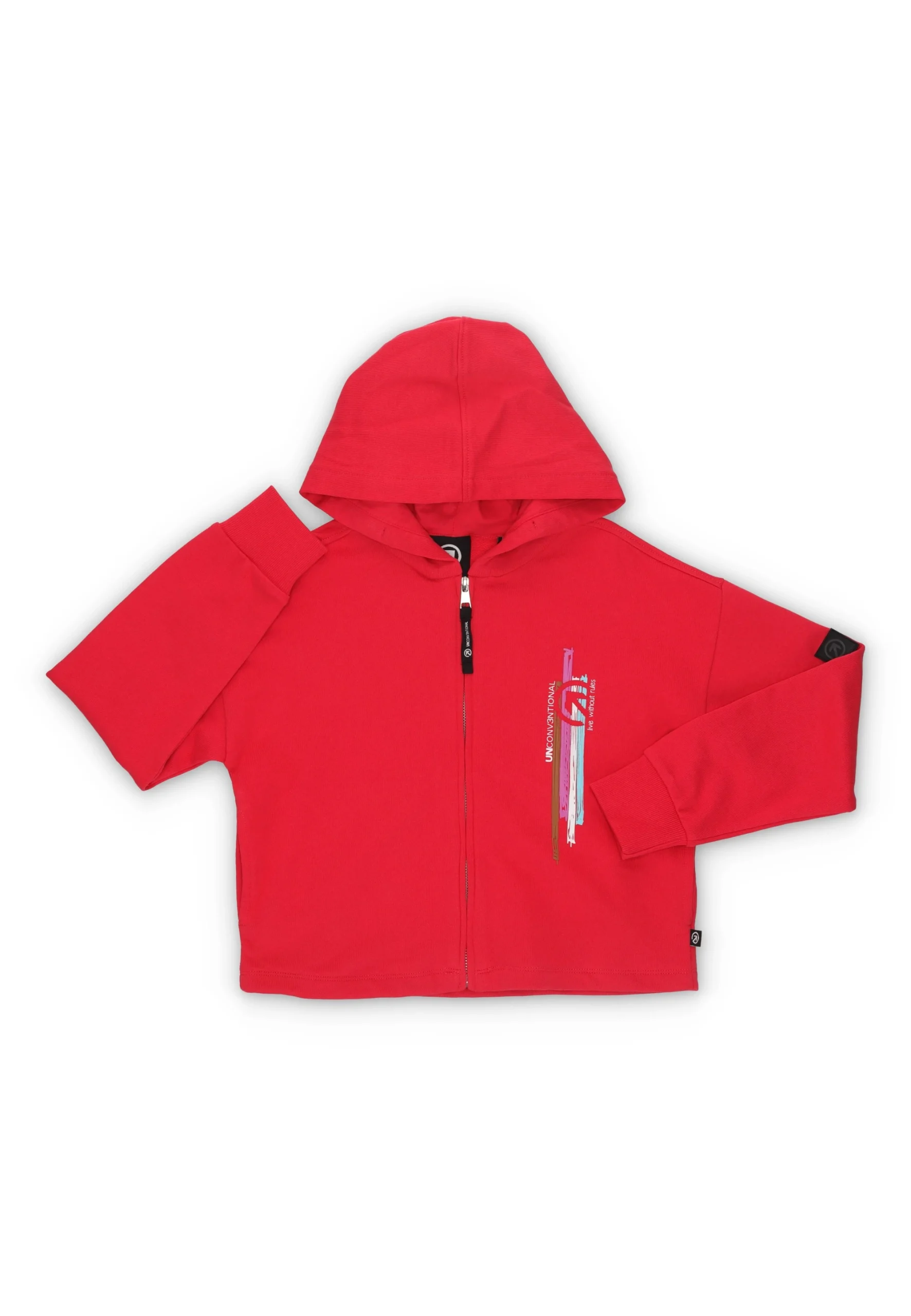 Felpa full zip con cappuccio in tessuto garzato ragazza