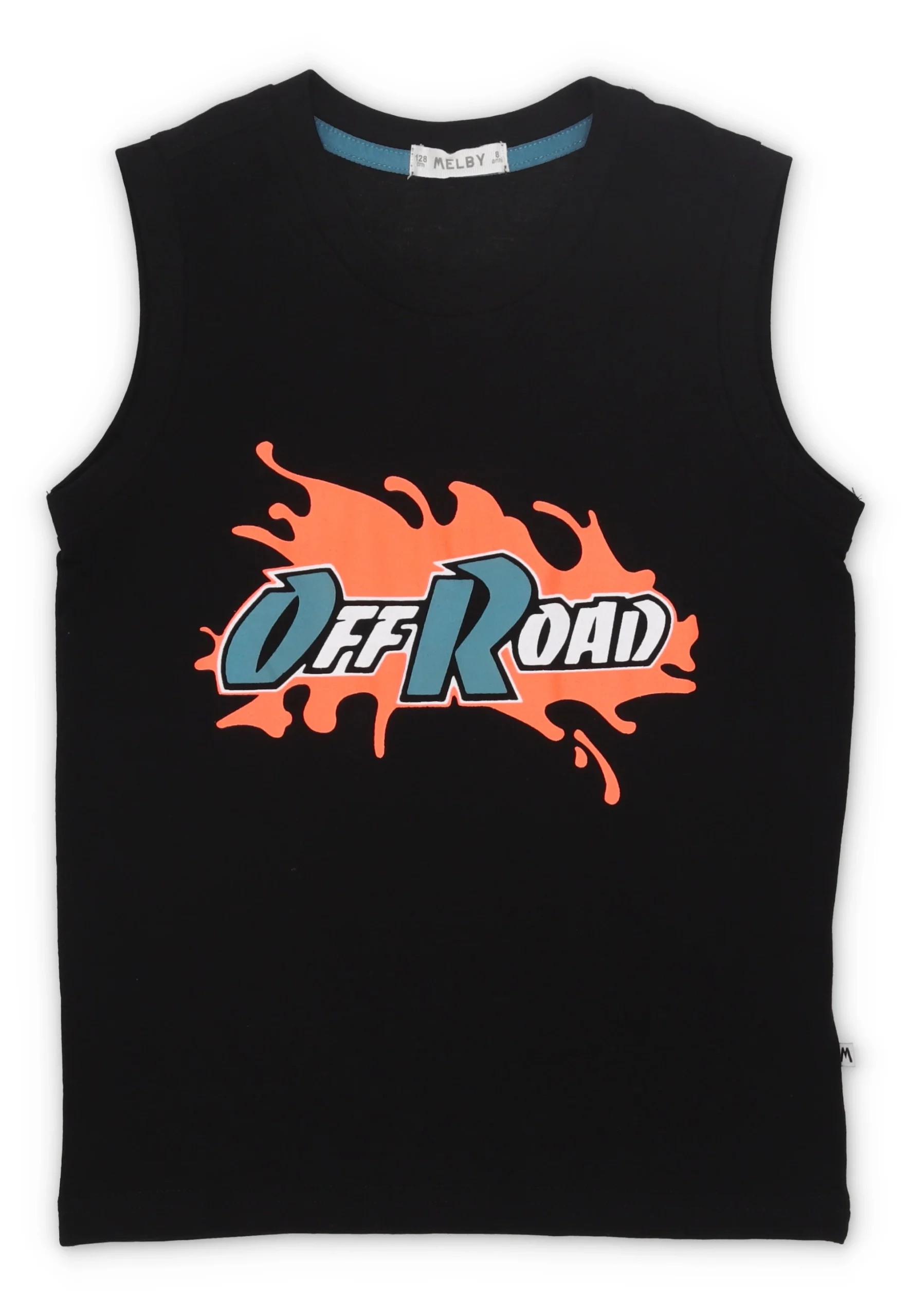 Canotta ragazzo Melby in cotone con stampa fluo