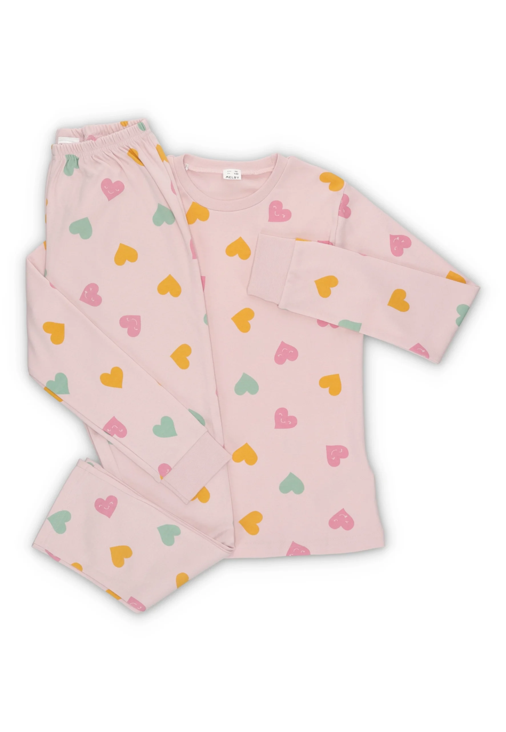 Pigiama ragazza Melby con fantasia cuori all over
