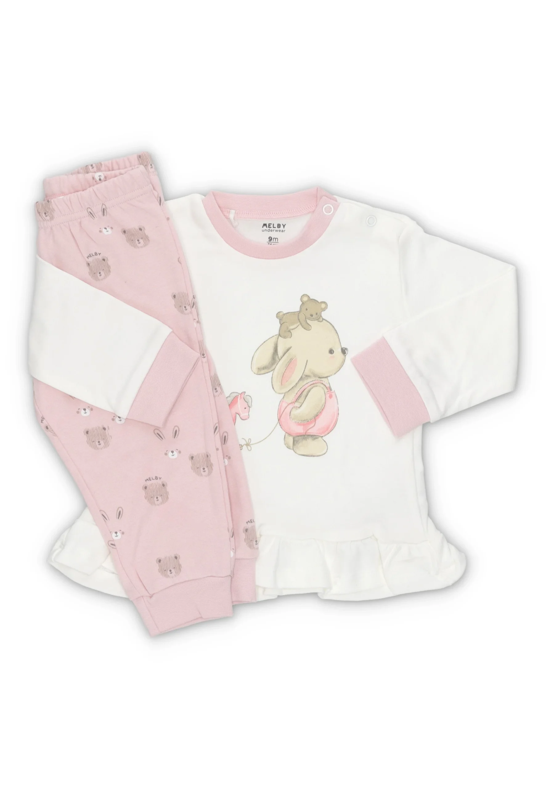 Pigiama in cotone Melby bimba con orsetti e coniglietti