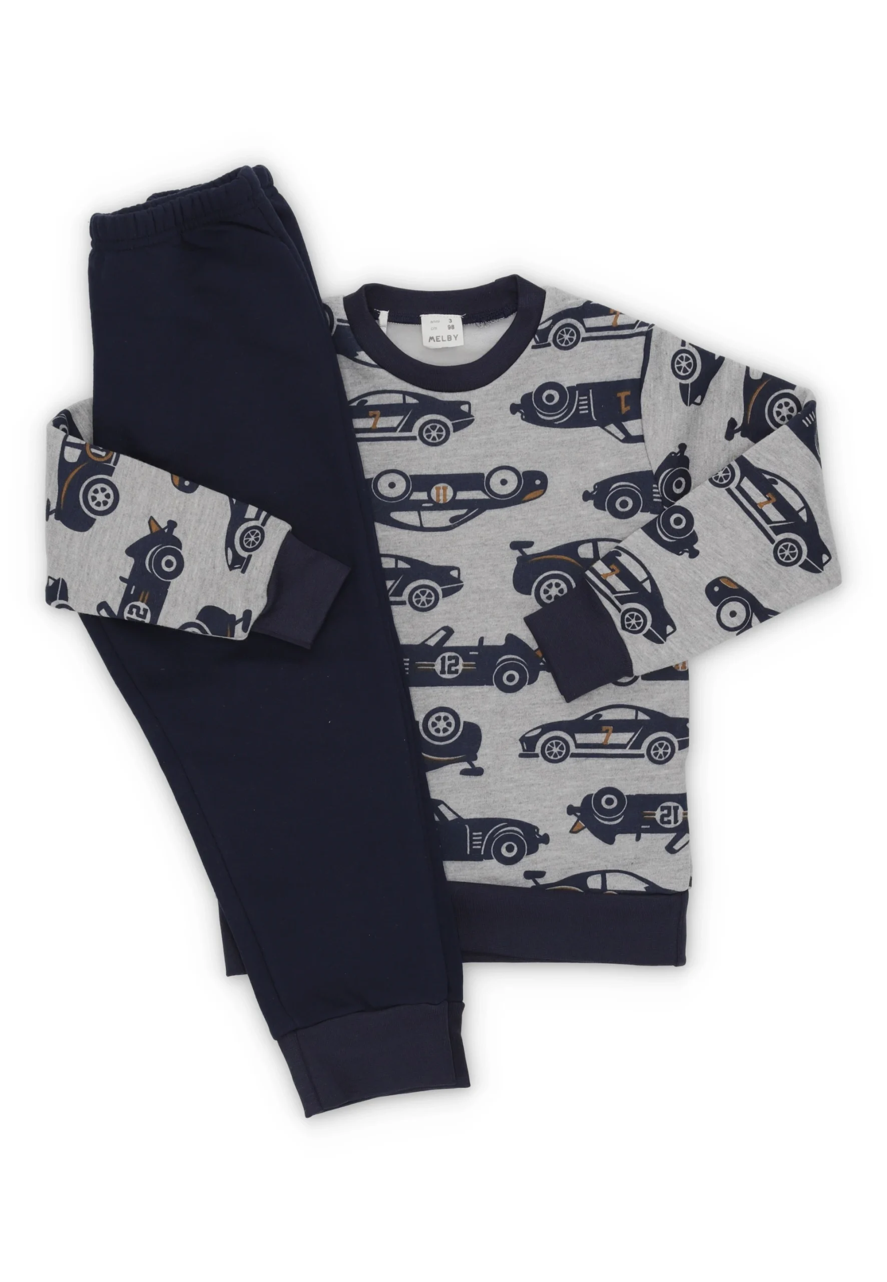 Pigiama felpato Melby con disegni macchinine