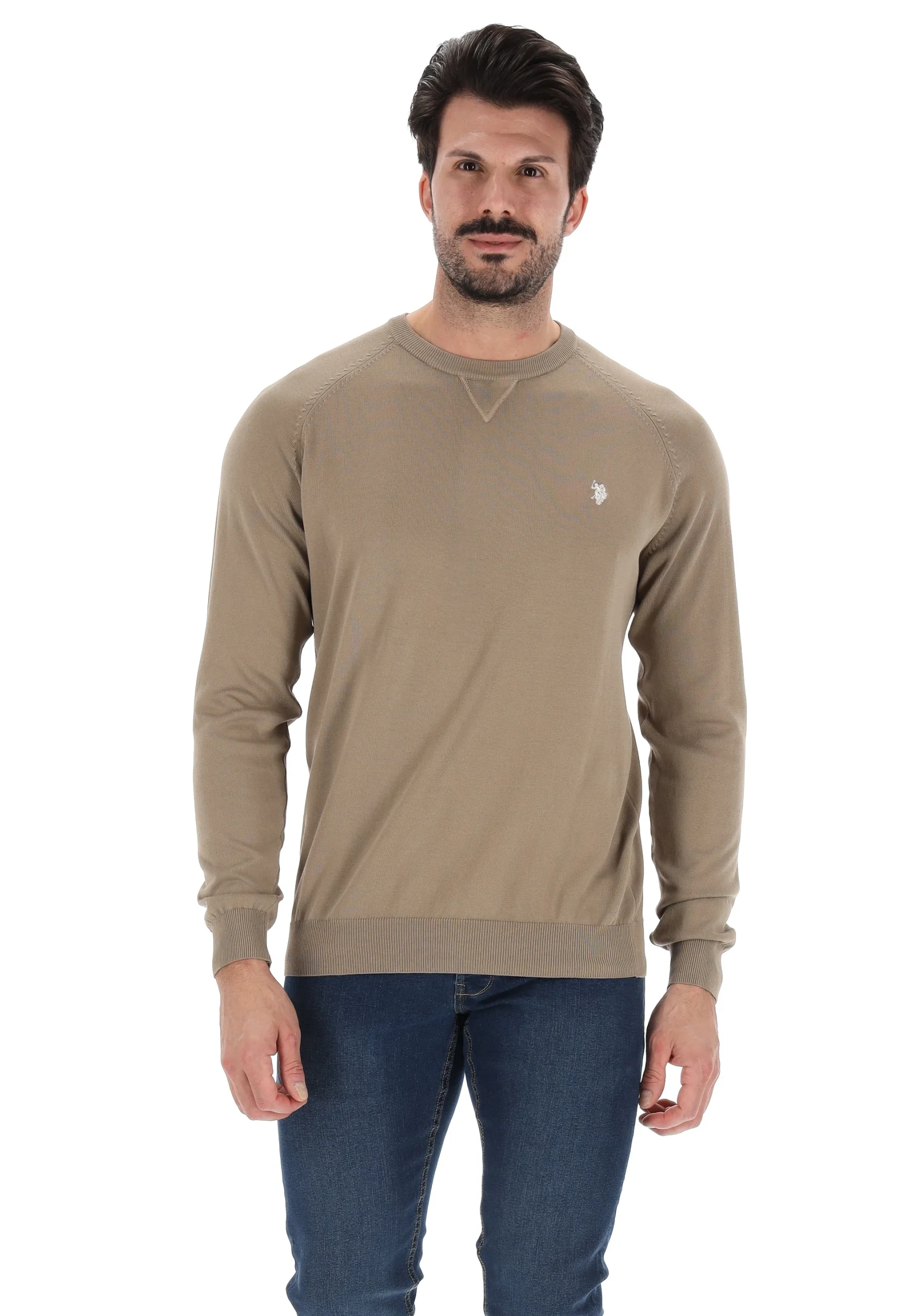 Pullover uomo U.S. Polo Assn. con manica raglan e logo