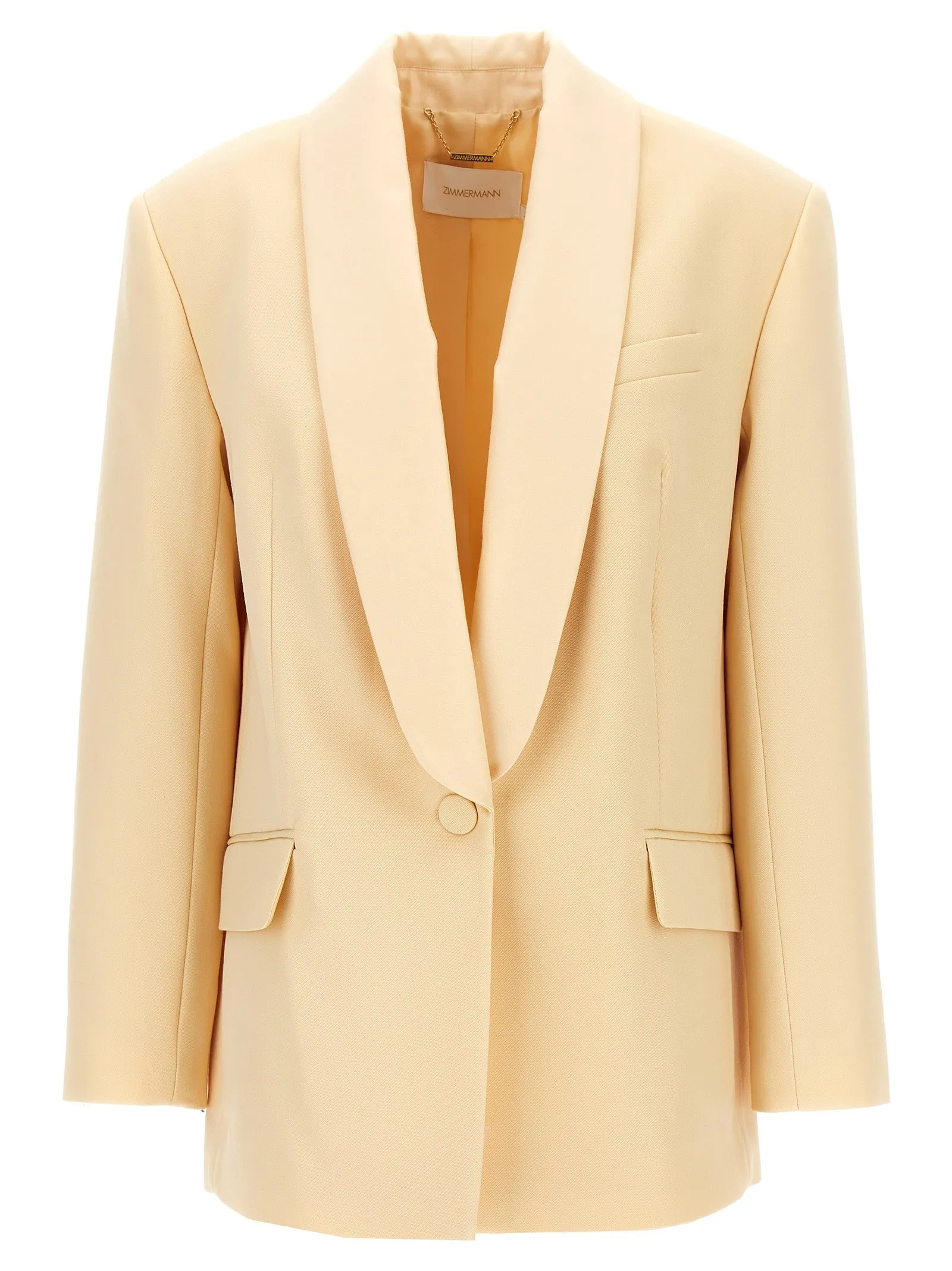 Illustration Shawl Tux Jacket Blazers Beige