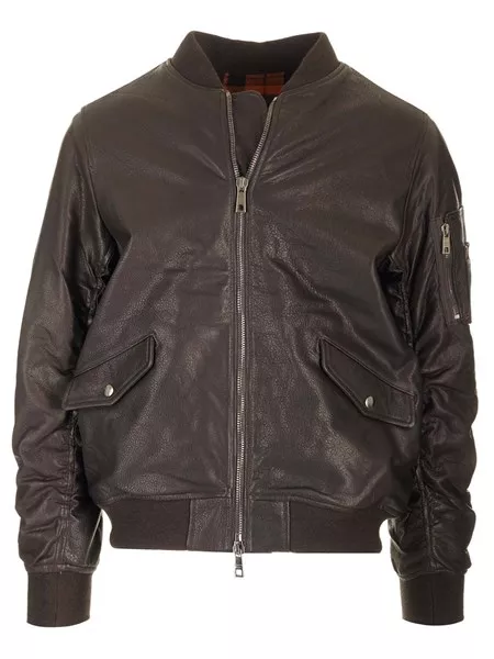 Giorgio Brato Uomo Bomber in pelle d'agnello marrone