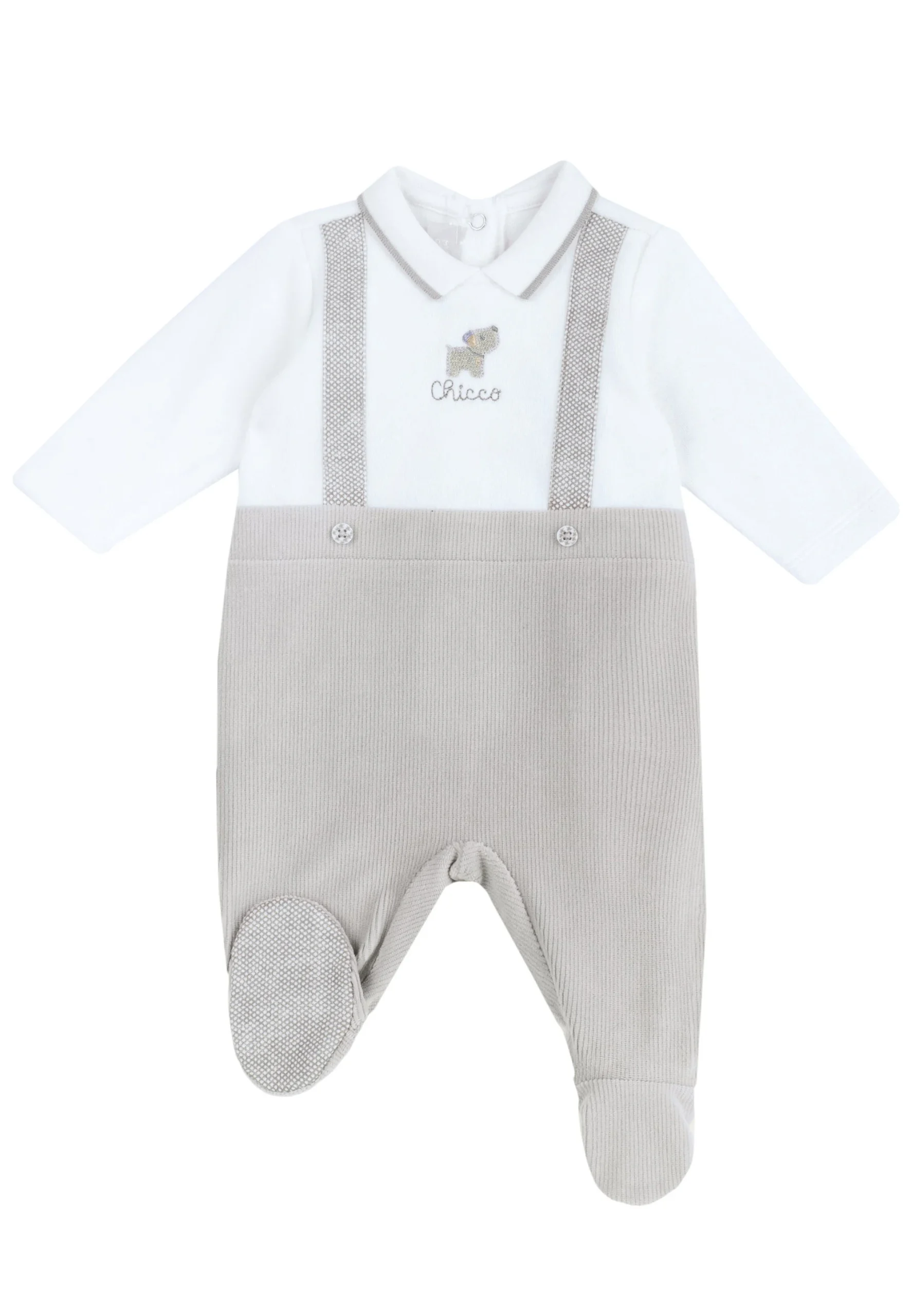 Tutina intera Chicco modello salopette con ricamo baby