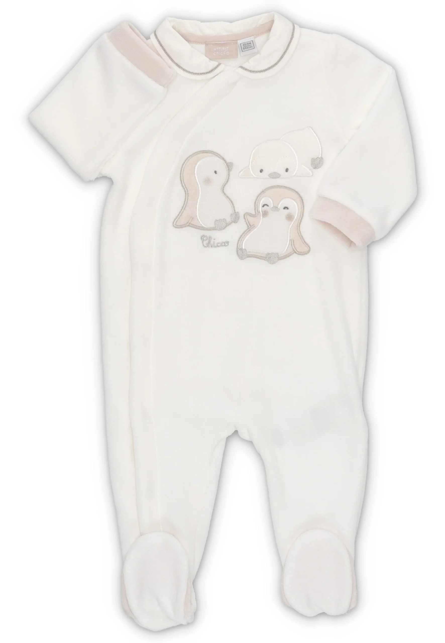 Tutina baby in ciniglia con piedini e ricami in rilievo art. 27169