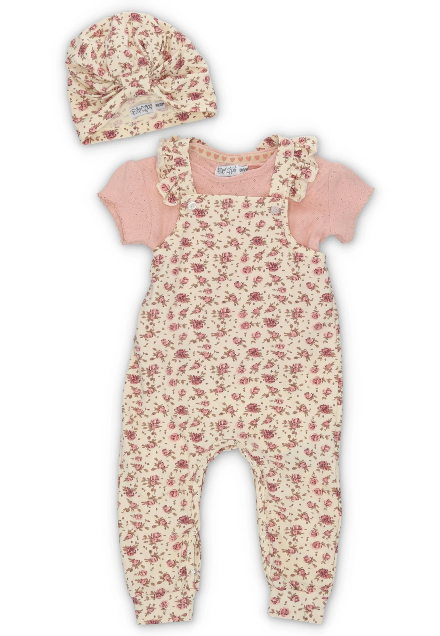 Completo tre pezzi fantasia fiorellini Dirkje neonata