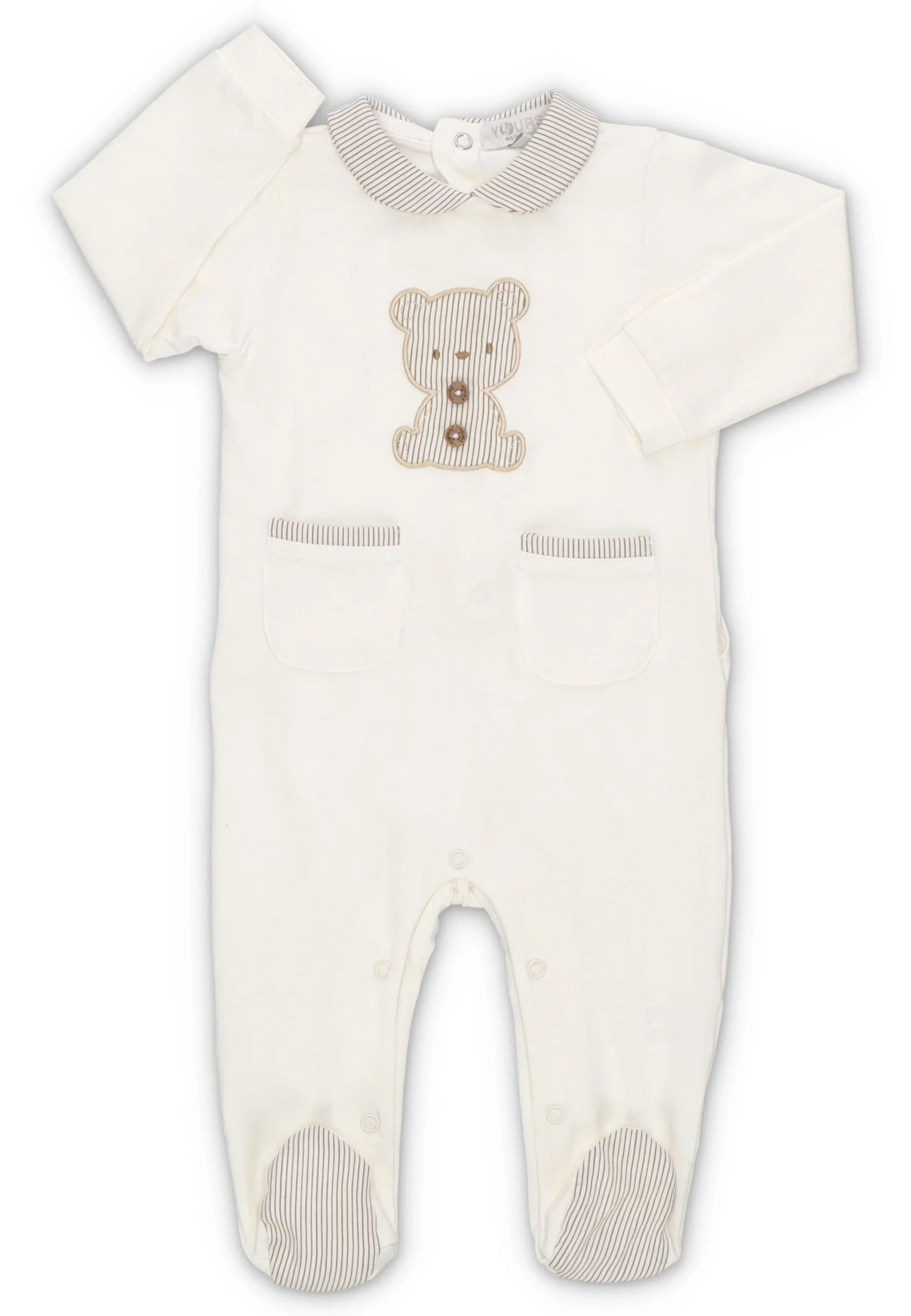 Tutina in jersey Yours con ricamo orso a righe