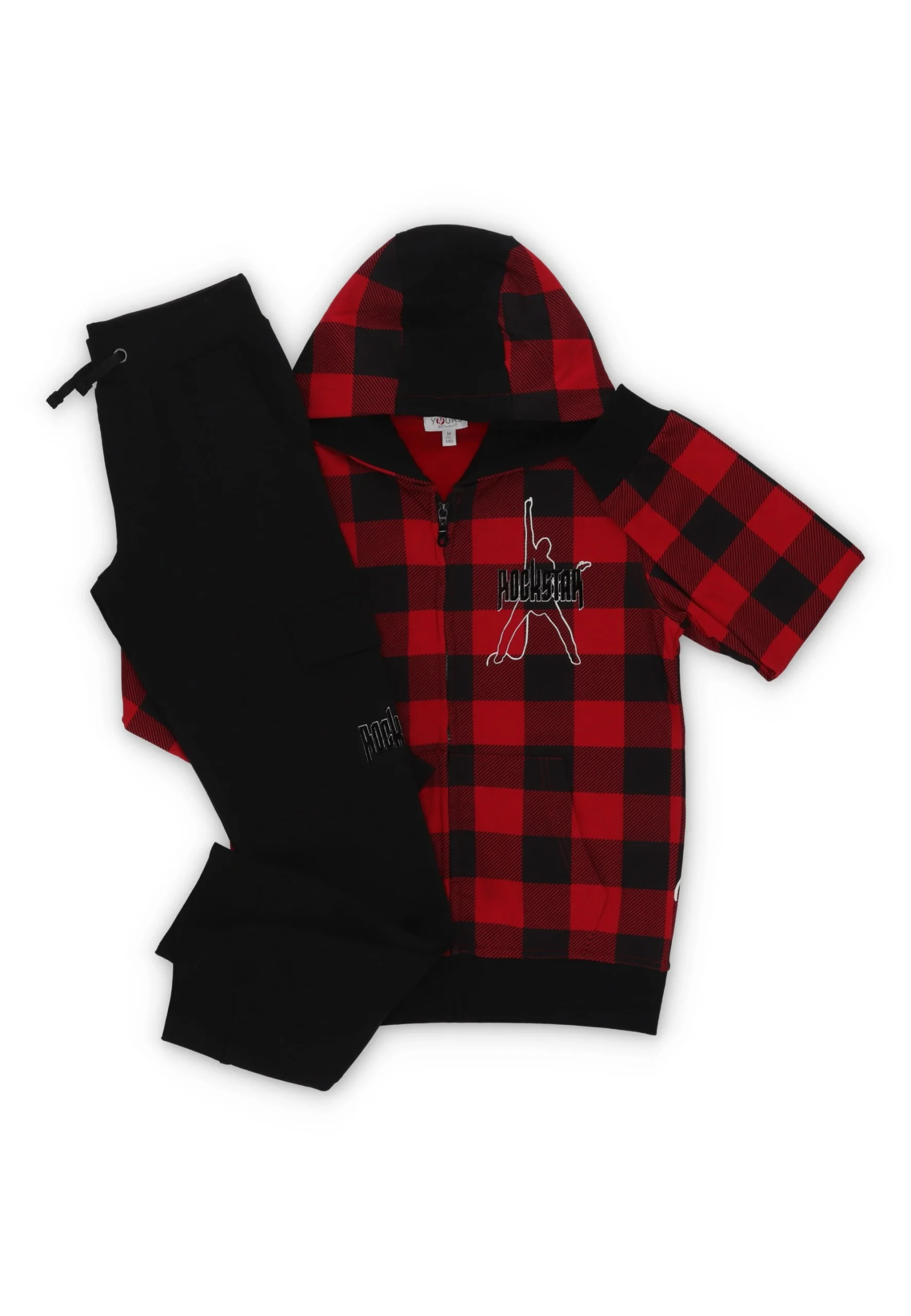 Tuta ragazzo Yours full zip a quadri BY6171