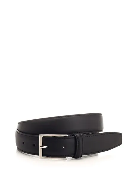 Al Duca D'aosta Uomo Cintura nera con fibbia argento