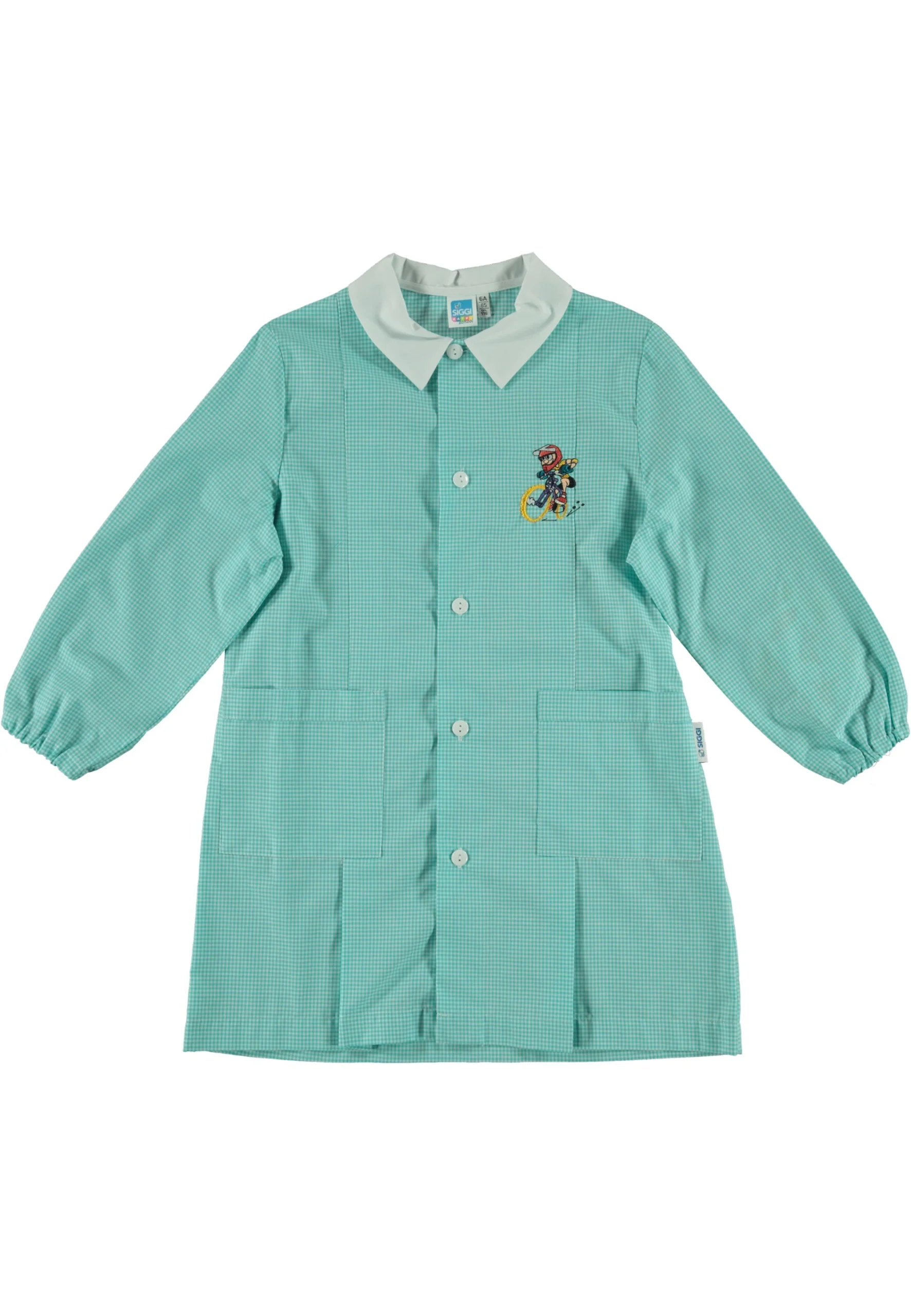 Grembiulie asilo Siggi con colletto e ricamo frontale