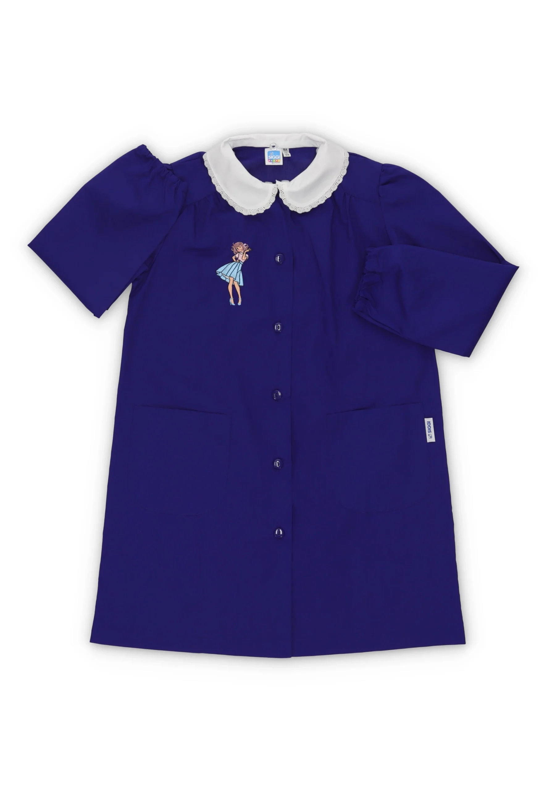 Grembiule scuola bambina Siggi con ricamo frontale art.33GR4216