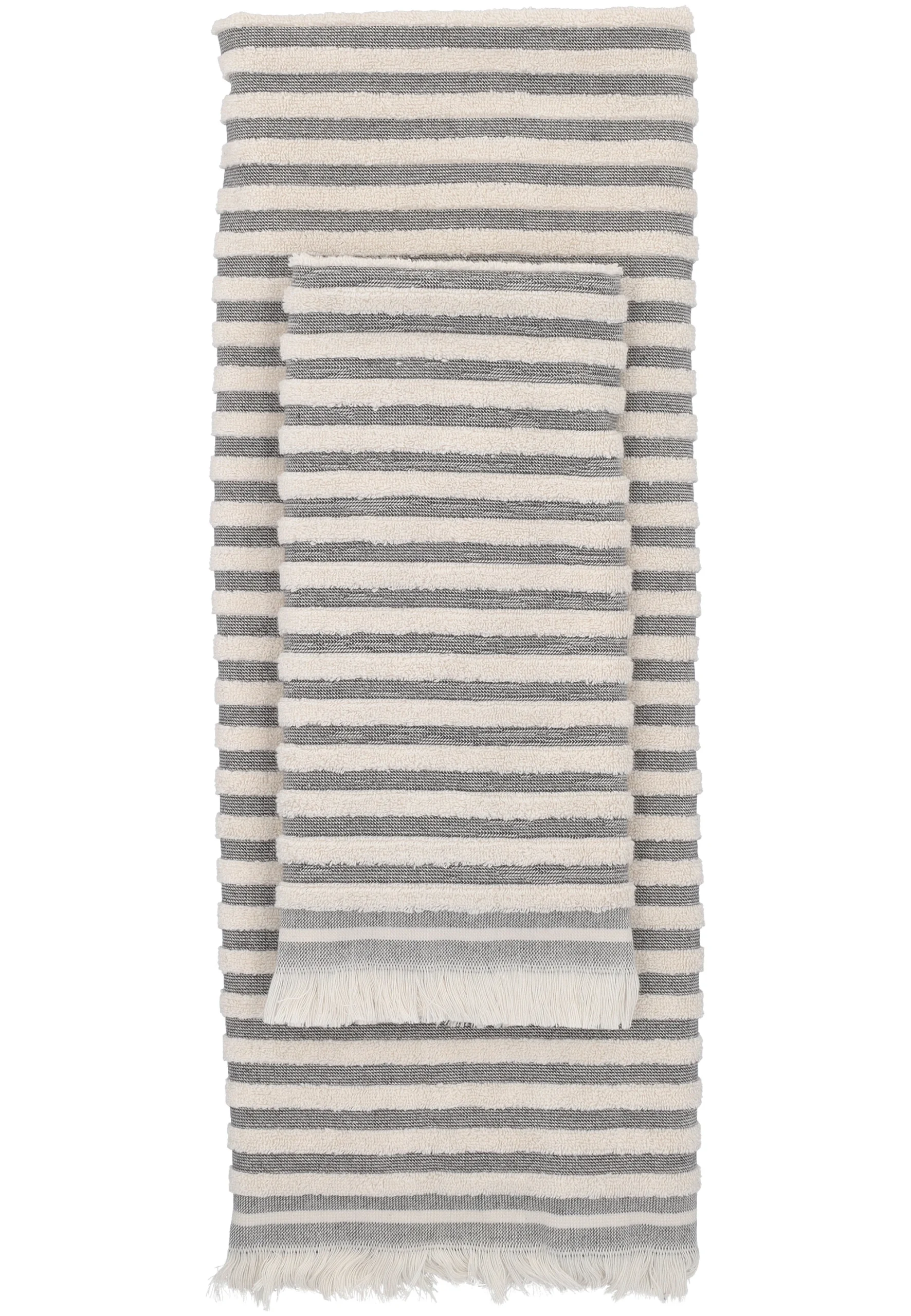 Coppia asciugamani Gabel mod. Baia in fantasia rigata con frange