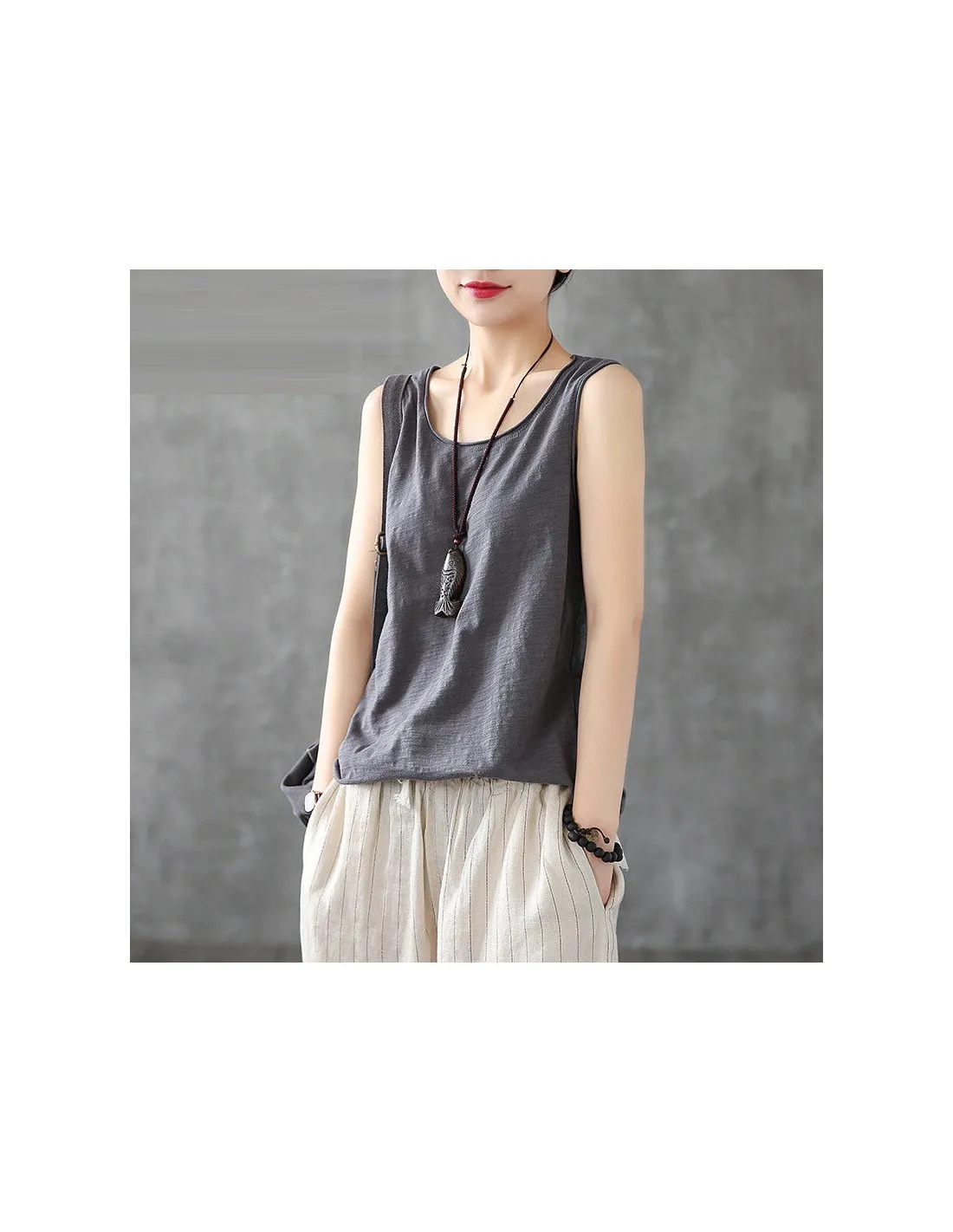 100 Canotte larghe in cotone Stile estivo Donna Canotta casual allentata Canotte taglie forti Femminili basic senza maniche Alta