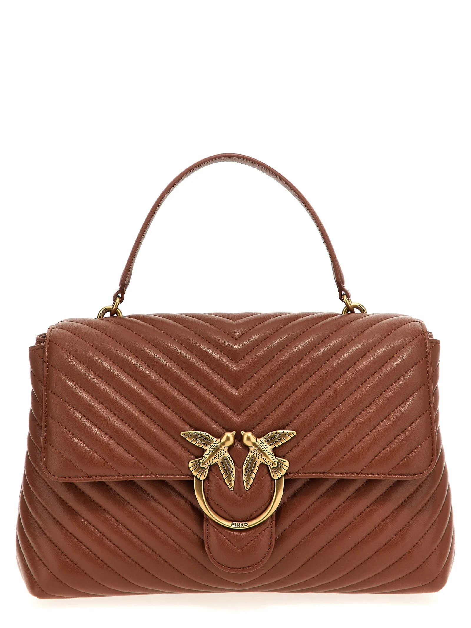 Big Lady Love Bag Puff Chevron Borse A Mano Marrone