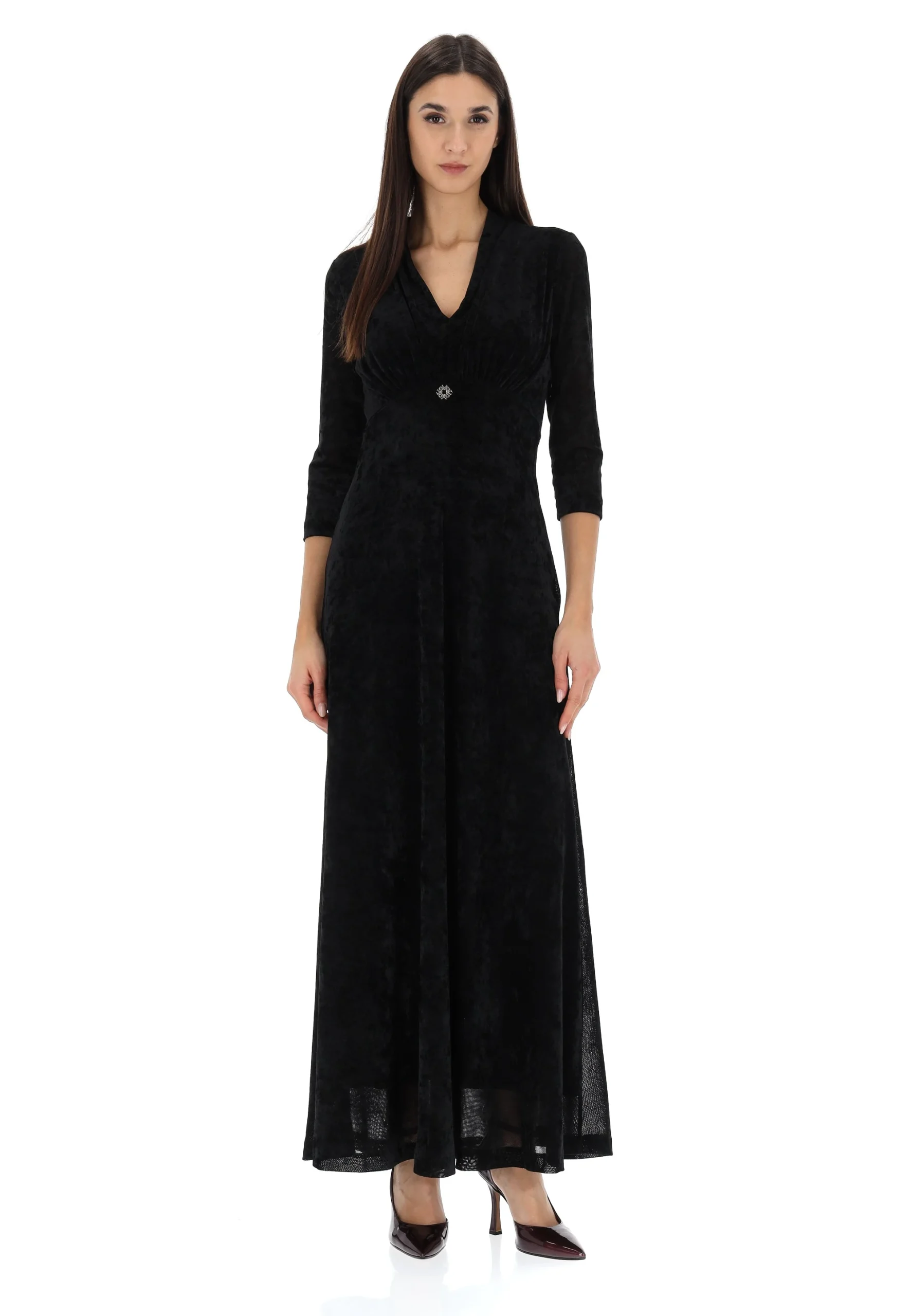 Abito lungo scollo V in ciniglia Rinascimento donna