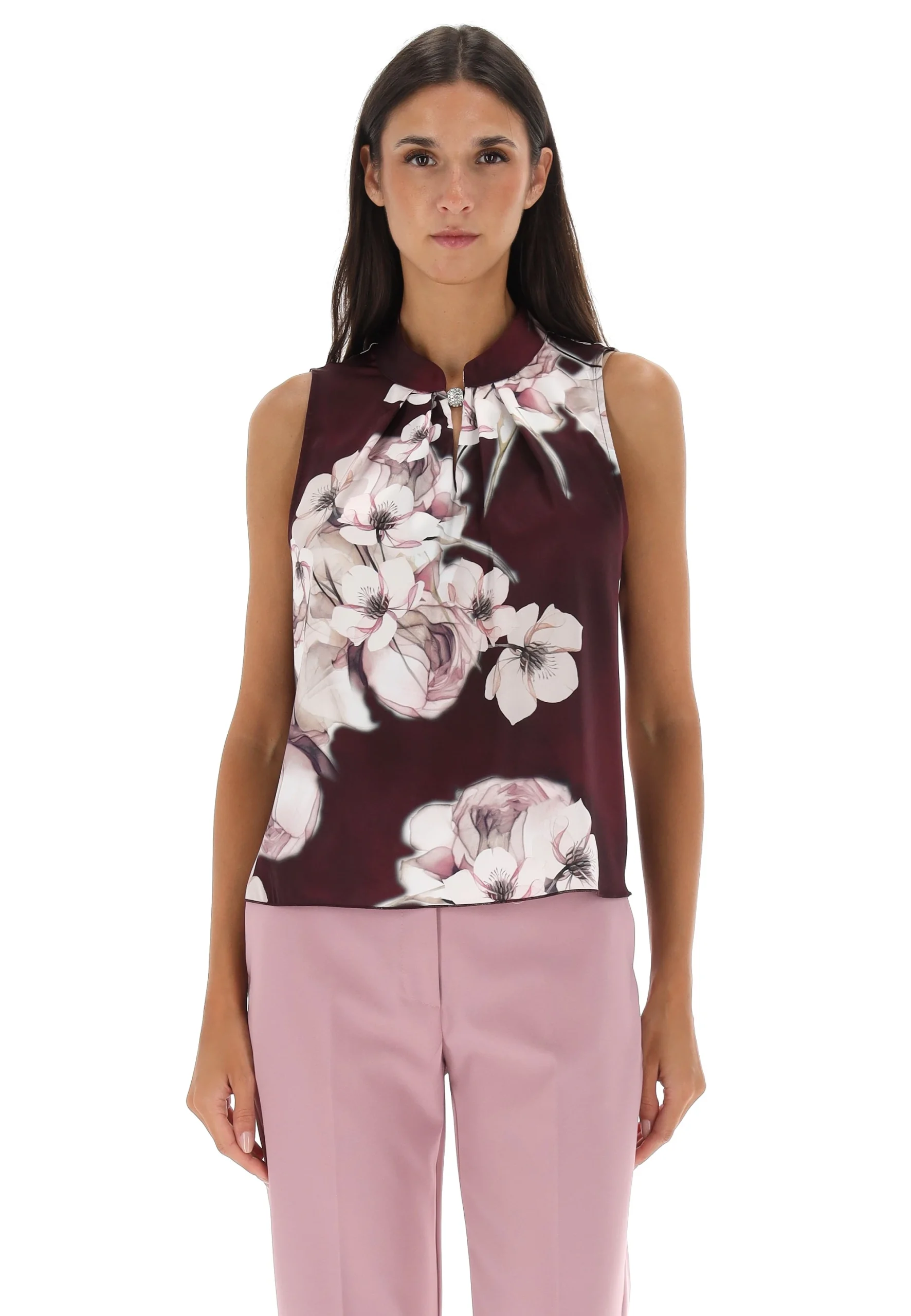 Top maxistampa floreale con gioiello Rinascimento donna