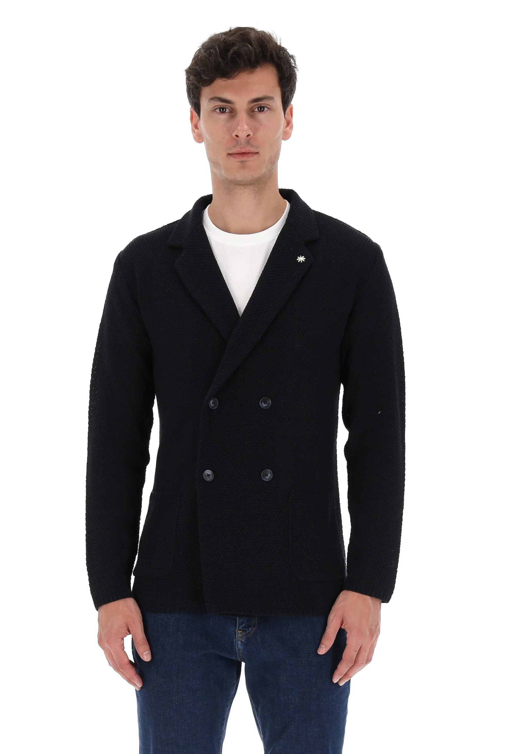 Giacca in maglia doppiopetto Manuel Ritz lavorata