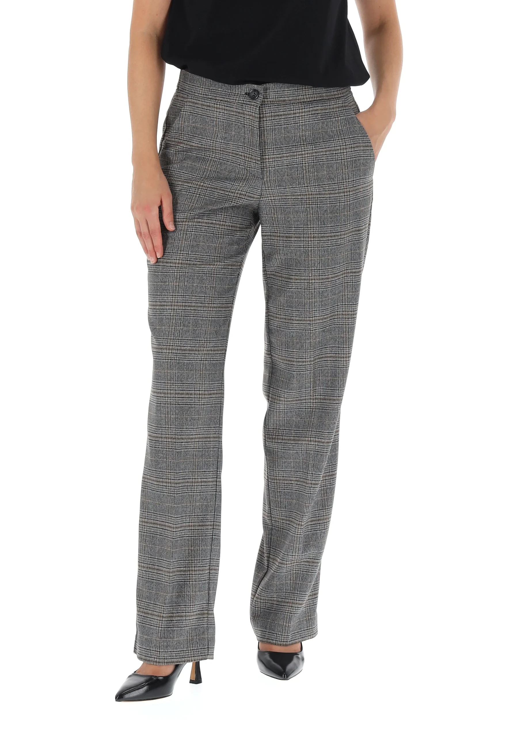 Pantalone quadrettato in misto viscosa donna Vivace