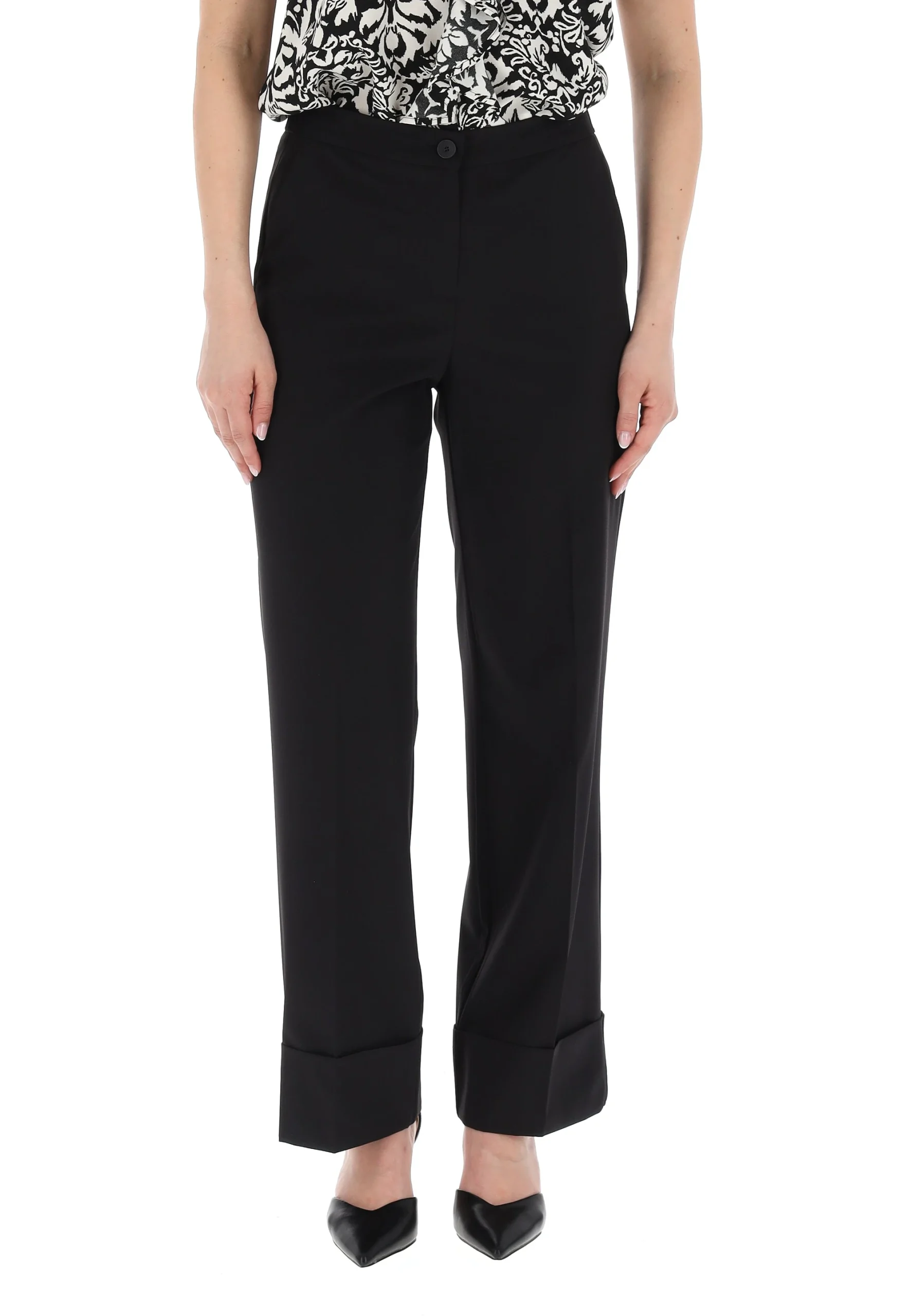 Pantalone Vivace in tinta unita con risvolto