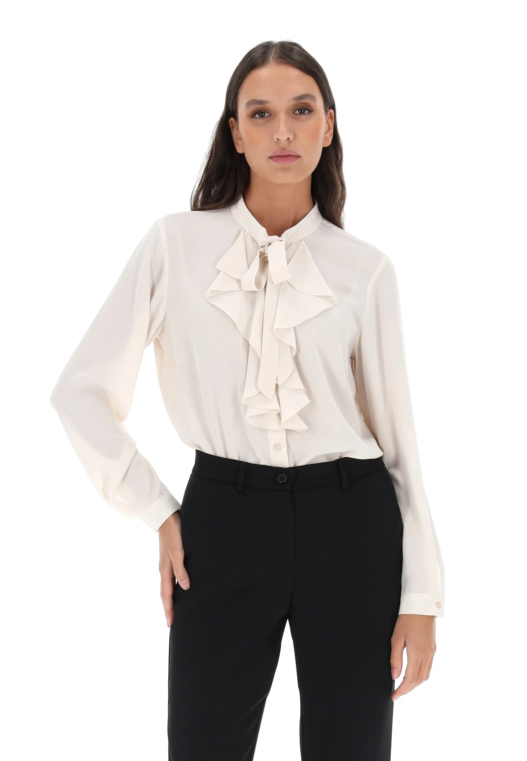 Camicia in georgette con jabot tono su tono Vivace
