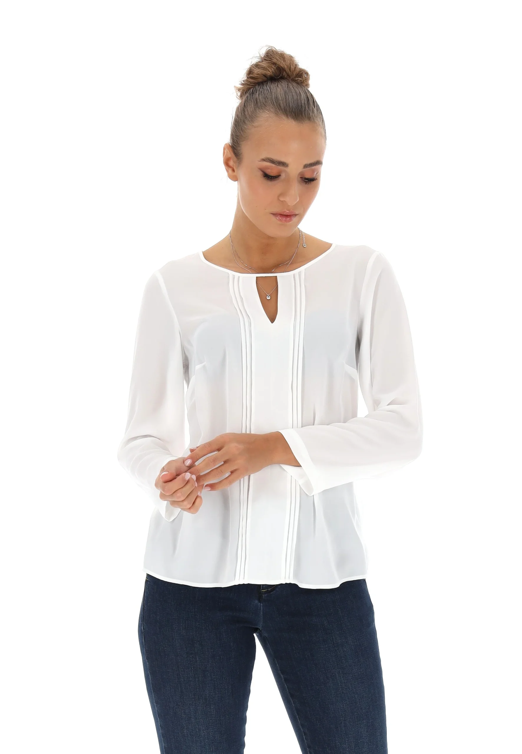 Blusa tinta unita Vivace con georgette frontale