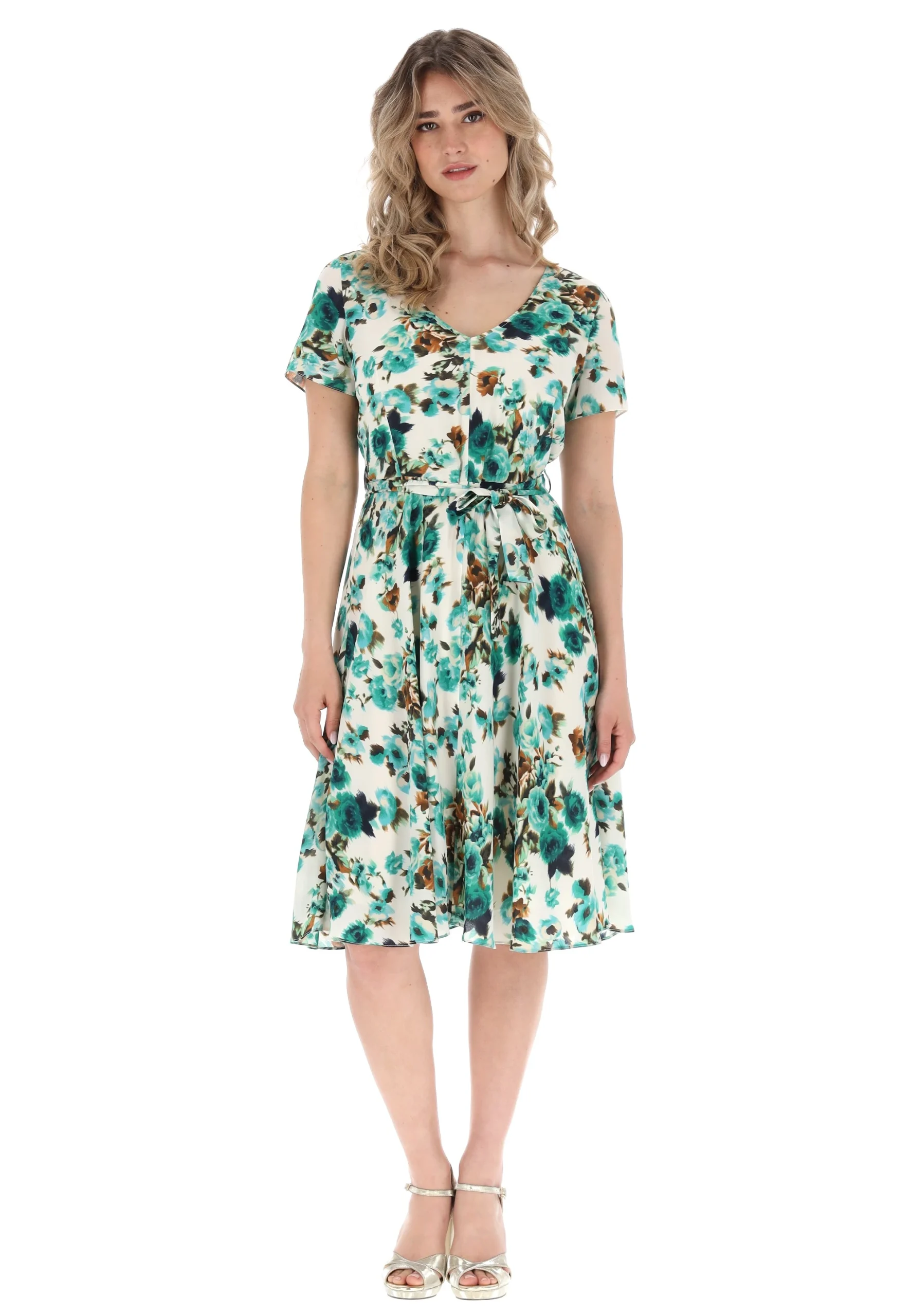 Vestito manica corta stampa fiori Vivace Fashion