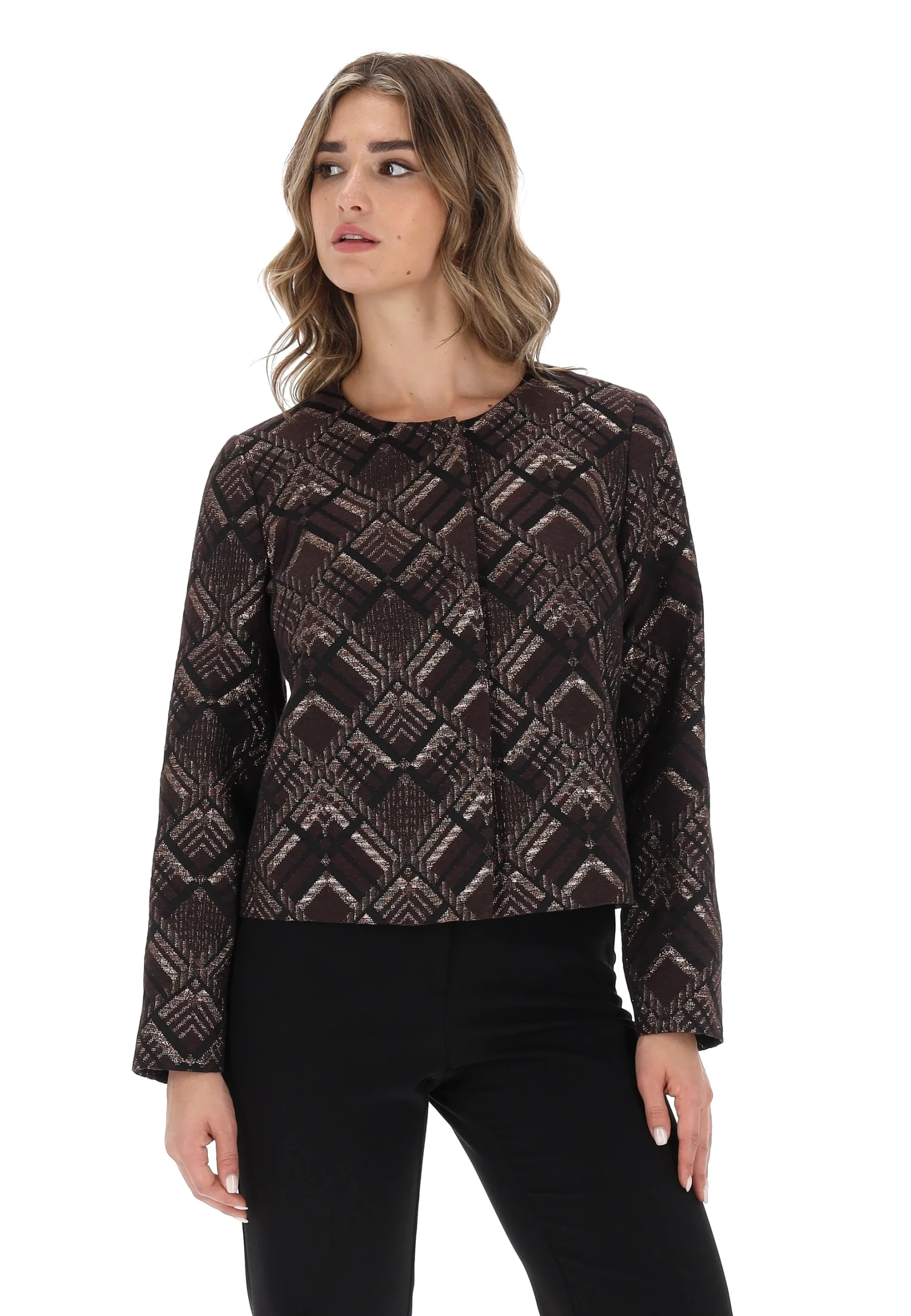 Giacca corta Vivace in jacquard con inserti lurex