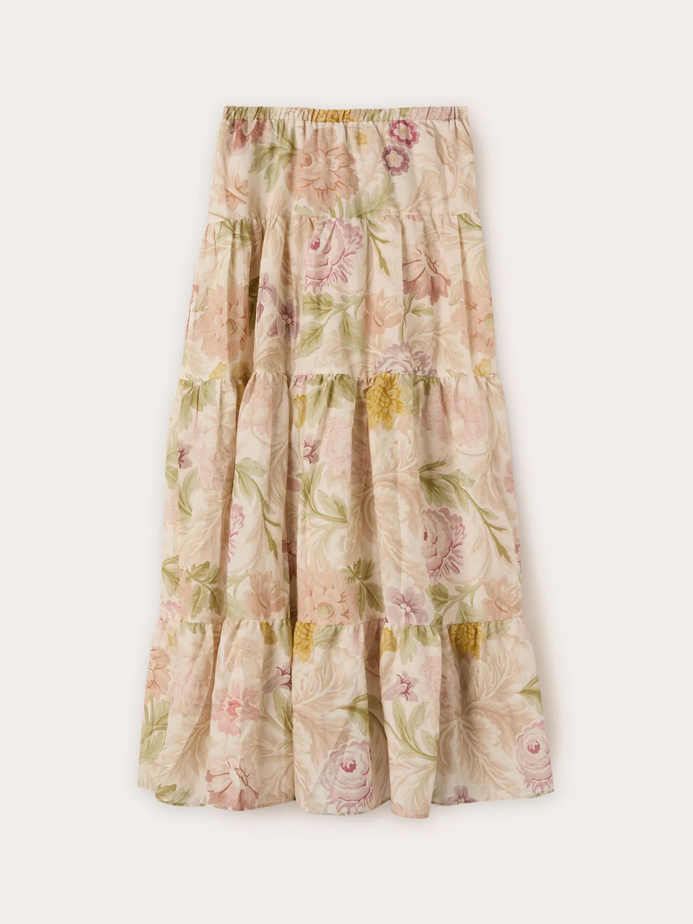 Gonna lunga a balze fantasia floreale