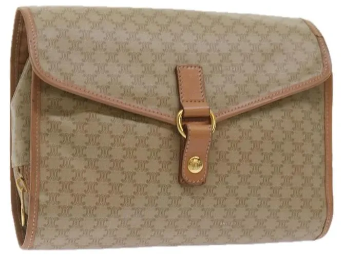 Céline CELINE Pochette in tela macadam Beige Auth 68436