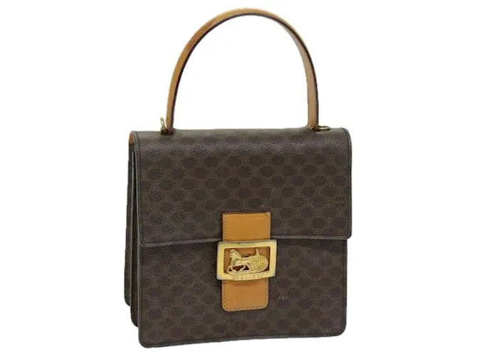 Céline CELINE Borsa a mano in tela macadam PVC marrone Auth 69272