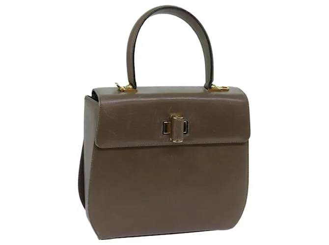 Salvatore Ferragamo Borsa A Mano Pelle Beige Auth hk1196