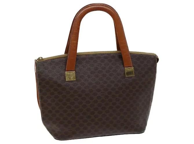 Céline CELINE Borsa a mano in tela macadam PVC marrone Auth 71532