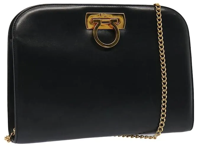 Salvatore Ferragamo Borsa a tracolla con catena Gancini in pelle blu scuro Auth yk12007 Blu navy