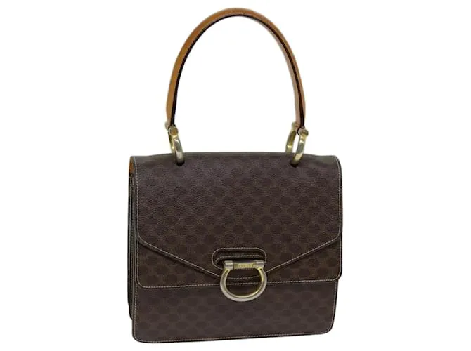 Céline CELINE Borsa a mano in tela macadam PVC Marrone Auth 73012