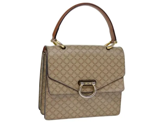 Céline CELINE Borsa a mano in tela macadam Beige Auth 73851