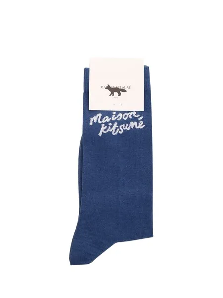 Maison Kitsuné Donna Calzino blu con logo