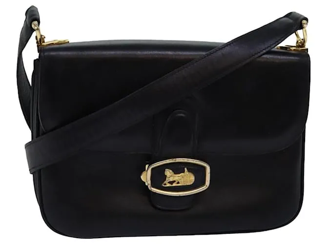 Céline CELINE Borsa a tracolla per carrozza in pelle nera Auth bs14114 Nero