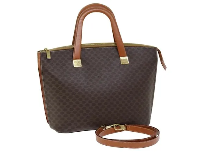 Céline CELINE Borsa a mano in tela macadam PVC 2 vie marrone Auth 74548