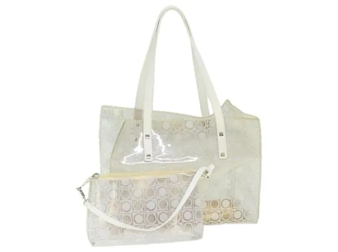 Salvatore Ferragamo Borsa tote in vinile trasparente Auth 74480