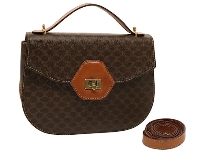 Céline CELINE Borsa a mano in tela macadam PVC 2modo Brown Auth 75809 Marrone